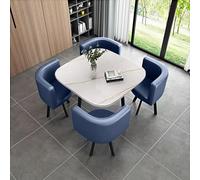 Ensemble table de salle à manger avec dessus en imitation marbre et 4 chaises en cuir synthétique - Design peu encombrant pour cuisines, cafés et salles de réunion, 70 x 70 x 75 cm