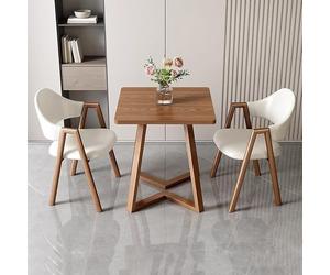 Ensemble table de salle à manger carrée avec table basse et chaises rembourrées pour cuisine et bureau, comprend 2 fauteuils en cuir synthétique