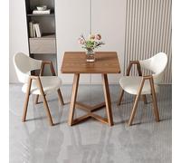 Ensemble table de salle à manger carrée de 61 cm avec 1 table basse et 2 fauteuils en cuir synthétique, meubles modernes de réception et de cuisine, chaises rembourrées élégantes (tissu orange)