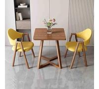 Ensemble table de salle à manger carrée de 61 cm avec 1 table basse et 2 fauteuils rembourrés en similicuir pour réception et négociation, style 1