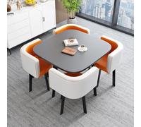 Ensemble table de salle à manger carrée en marbre avec chaises - Table de négociation et chaise de réception - Ensemble simple et élégant pour la maison ou le bureau