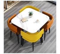 Ensemble table de salle à manger carrée et chaises - Table carrée de 90 cm avec 4 sièges rembourrés en polyuréthane pour cuisine, salon et restaurant
