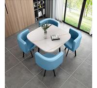 Ensemble table de salle à manger carrée moderne avec chaises - Mobilier d'affaires peu encombrant pour salle à manger, salon et salon - Combo élégant pour bureau et maison Bleu ciel