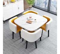 Ensemble table de salle à manger carrée moderne en marbre avec 4 chaises, parfait pour balcon, salon ou cuisine, table basse et chaise pour une salle à manger élégante et une expérience de détente