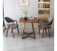 Ensemble table de salle à manger carrée moderne pour deux avec plateau en bois et cadre en métal, table et chaises peu encombrantes pour petits appartements et salles de séjour