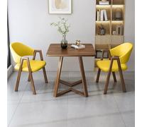 Ensemble table de salle à manger carrée moderne pour deux avec plateau en bois et cadre en métal, table et chaises peu encombrantes pour petits appartements et salles de séjour