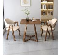 Ensemble table de salle à manger carrée moderne pour deux avec plateau en bois et cadre en métal, table et chaises peu encombrantes pour petits appartements et salles de séjour