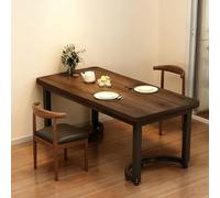 Ensemble table de salle à manger compacte en bois avec 2 chaises - Table de cuisine rectangulaire avec pieds en acier réglables pour petits espaces, idéal pour le petit déjeuner et les appartements