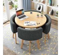Ensemble table de salle à manger compacte pour 4 personnes, table et chaises rondes peu encombrantes pour bureau, réception, petite salle de réunion, salle de pause café, balcon, 31.5in / 80 cm