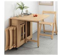 Ensemble table de salle à manger en bois avec chaises pliantes - Table extensible pour cuisine, salle à manger, salon - Mobilier peu encombrant pour les petits espaces