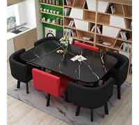 Ensemble table de salle à manger en marbre avec chaises rembourrées, meubles de cuisine modernes pour salle à manger élégante et coin petit-déjeuner