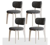 Ensemble table de salle à manger en velours avec 4 chaises en flanelle épaisse avec coussin éponge intégré et accoudoirs - Meuble de cuisine et de salle à manger en bois blanc et noir