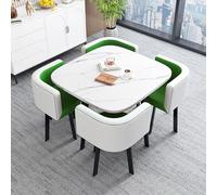 Ensemble table de salle à manger et chaises en marbre - Table de salle à manger carrée pour balcon, salon, cuisine