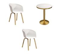 Ensemble Table De Salle À Manger Et Chaises Modernes for Café, Bistro, Salon Thé, Bureau Rectangulaire avec Dessus en Faux Marbre Base Métal Doré, Kit 4 Meubles D'appoint Blancs(C)