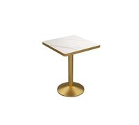 Ensemble Table De Salle À Manger Et Chaises Modernes for Café, Bistro, Salon Thé, Bureau Rectangulaire avec Dessus en Faux Marbre Base Métal Doré, Kit 4 Meubles D'appoint Blancs(H)
