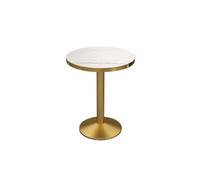 Ensemble Table De Salle À Manger Et Chaises Modernes for Café, Bistro, Salon Thé, Bureau Rectangulaire avec Dessus en Faux Marbre Base Métal Doré, Kit 4 Meubles D'appoint Blancs(I)