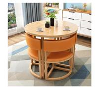 Ensemble table de salle à manger et chaises rondes modernes de 80 cm pour bureau, réception, appartement ou balcon - Gain de place - Dinette pour cuisine ou salon - Couleur orange élégante avec siège