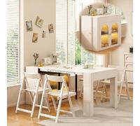 Ensemble table de salle à manger extensible avec 4 chaises, buffet convertible pour salon, appartement, cuisine, longueur réglable de 56 à 167 cm, porte en verre, éclairage LED intégré