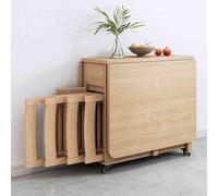 Ensemble table de salle à manger extensible avec 4 chaises en bois, design pliable peu encombrant pour cuisine, salle à manger et restaurant