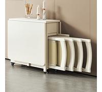 Ensemble table de salle à manger extensible en bois massif avec 4 chaises pliantes peu encombrantes - Blanc H pour la maison, la cuisine et la salle à manger, parfait pour les petites