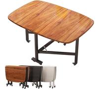 Ensemble table de salle à manger extensible en bois massif avec 4 chaises - Table de cuisine pliable avec battant et 6 roues Design multifonction Marron/noir/finition naturelle 99,1 x 61 x 76,2 cm
