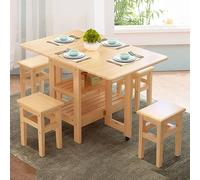 Ensemble table de salle à manger extensible en bois massif avec 4 chaises, table de cuisine pliante pour salon et restaurant, 120 x 75 cm, design peu encombrant
