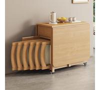 Ensemble table de salle à manger extensible en bois massif avec chaises pour économiser de l'espace 1,4 m pour cuisine et salon, couleur beige, parfaite pour les petits espaces et les réunions de