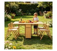 Ensemble Table De Salle À Manger Gain De Place Pour 6 À 8 Personnes | Table Pliante Cuisine Extensible Avec 4 Chaises Pliantes Et Roulettes, Bureau Mobile Pour Appartements