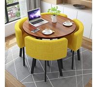 Ensemble table de salle à manger moderne avec 4 chaises, petit bureau, salle de conférence, cuisine et salon Jaune 80 cm