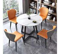 Ensemble table de salle à manger moderne avec 4 chaises pour bureau, réception, petite salle de conférence, café, balcon et salon, table de négociation grise élégante et ensemble de chaises