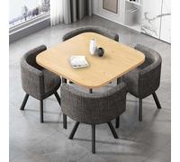 Ensemble table de salle à manger moderne en bois avec 4 chaises, meubles de cuisine durables pour salon, table carrée de 80 cm incluse