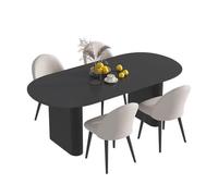 Ensemble table de salle à manger ovale et chaises de bureau en pierre robuste, parfait pour la cuisine, la maison, le restaurant et la maison de location