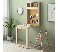 Ensemble table de salle à manger pliable à fixation murale - Bureau avec chaises pour cuisine et salon - Design élégant en diamant doré