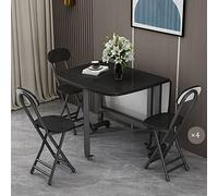 Ensemble table de salle à manger pliable avec 4 chaises et roulettes à 360° Style papillon Noir Compact et élégant (100 x 60 cm) Parfait pour les petits espaces