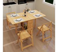 Ensemble table de salle à manger pliable avec 4 chaises et tiroir de rangement, design feuilles tombantes peu encombrantes pour les espaces de vie compacts