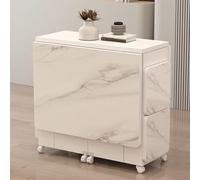 Ensemble table de salle à manger pliable avec 4 chaises sur roulettes - Table de salle à manger extensible compacte - Blanc (140 x 60 x 77 cm) - Pour petits espaces - Meuble de cuisine transformable