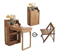 Ensemble table de salle à manger pliable avec 4 chaises, table en bois massif, table de cuisine extensible pour la maison, le salon, taille maximale 1777 mm, design peu encombrant pour pub et famille