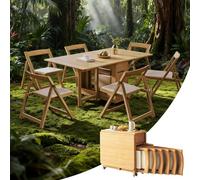 Ensemble table de salle à manger pliable avec 6 chaises - Chêne clair en bois massif idéal pour les petits espaces, appartements et balcons - Design polyvalent et élégant