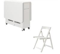 Ensemble table de salle à manger pliable en bois de 1,4 m avec 6 chaises, 4 rouleaux de frein, résistant à l'usure, aux rayures et facile à nettoyer, utilisé pour le bureau, boire du thé et socialiser