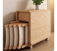 Ensemble table de salle à manger pliable en bois massif avec 4 chaises en cuir et meuble de rangement compact portable pour appartement, petit déjeuner, coin, studio et petits espaces