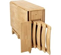 Ensemble table de salle à manger pliable en bois massif avec 4 chaises peu encombrantes sans assemblage, parfait pour les petites cuisines et salles à manger, meubles élégants et fonctionnels