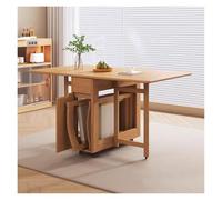 Ensemble table de salle à manger pliable en bois massif avec abattant extensible et 4/6 chaises - Compact et élégant pour les petites cuisines et salles à manger, parfait pour 4 à 6 personnes