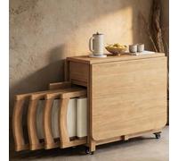 Ensemble table de salle à manger pliable en bois massif avec chaises, table extensible et peu encombrante pour cuisine, salle à manger, salon, restaurant - Parfait pour les petits espaces