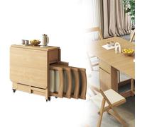 Ensemble table de salle à manger pliable en bois massif extensible avec 4 chaises pour cuisine, salle à manger, salon, restaurant - Design peu encombrant