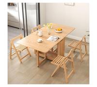 Ensemble table de salle à manger pliable en chêne compact avec chaises de rangement dissimulées, design feuille tombante pour petites cuisines, appartements et bureaux à domicile (120 cm)