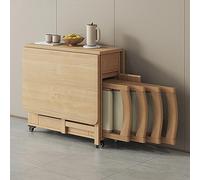Ensemble table de salle à manger pliable extensible avec 4 chaises sur roulettes - Parfait pour cuisine, salle à manger, chambre à coucher, restaurant, design compact