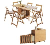 Ensemble table de salle à manger pliable extensible avec 6 chaises - Design feuilles tombantes pour cuisine et restaurant avec tiroir de rangement pour un confort ultime