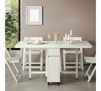 Ensemble table de salle à manger pliable extensible avec 6 chaises peu encombrantes et rangement - Table de cuisine multifonction pour petits espaces, parfaite pour les repas et les divertissements