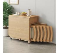 Ensemble table de salle à manger pliable extensible avec 6 chaises, table en bois avec der et roulettes pour salon ou restaurant, design peu encombrant