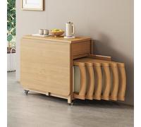 Ensemble table de salle à manger pliable extensible avec roulettes et chaises peu encombrantes pour petits salons et cuisines Design multifonction pour manger et divertir facilement